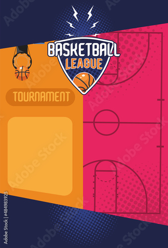 basketball league lettering with court
