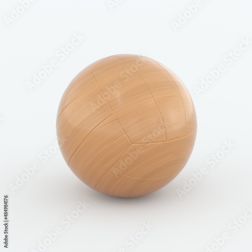 3d rendering of a wooden volleyball ball on a white background