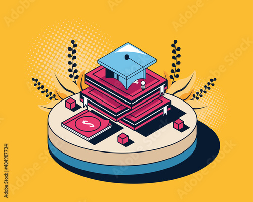 education loans with books and hat