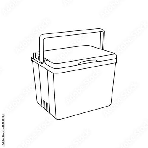 Cooler Ice Box Outline Icon Illustration on White Background