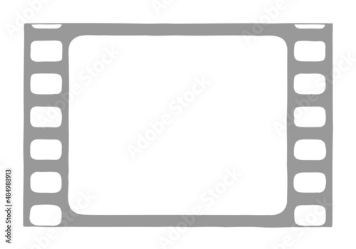Film in the form of a tape with perforation on the edges as mockup. Copy space. Hand drawn.