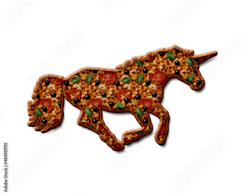 Unicorn horse symbol Pizza icon food logo illustration