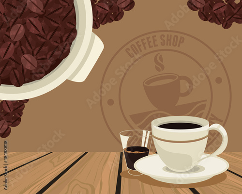 coffee shop seal and beans