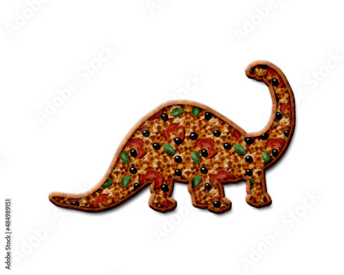 Dinosaur Dino T rex symbol Pizza icon food logo illustration