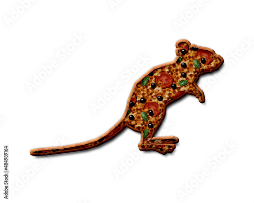 Rat Mouse symbol Pizza icon food logo illustration