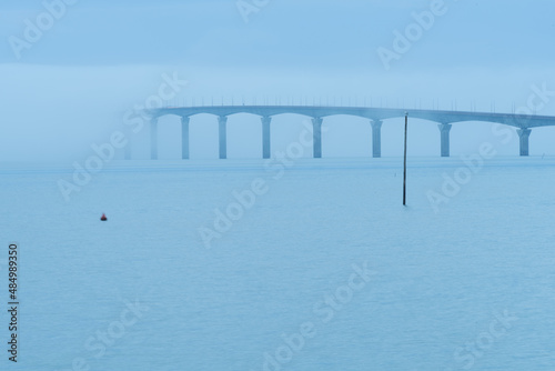 Ile de Ré bridge over the sea with fog. view from Rivedoux © mathilde