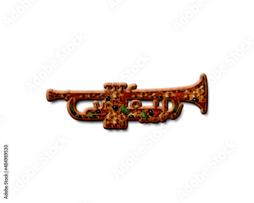 Trumpet Music symbol Pizza icon food logo illustration