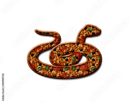 Snake symbol Pizza icon food logo illustration