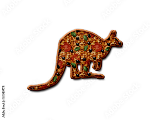 Kangaroo Animal symbol Pizza icon food logo illustration