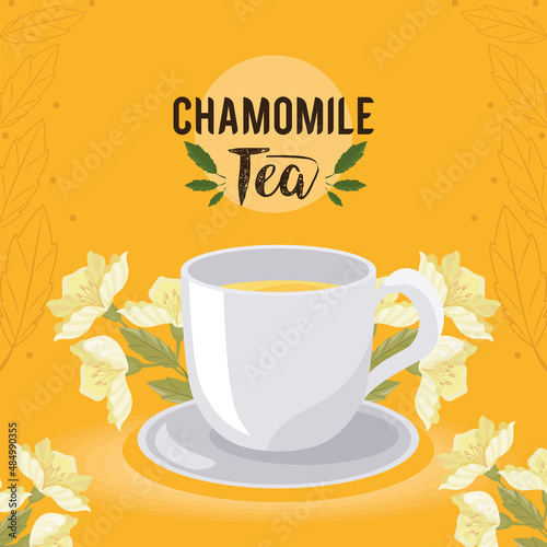 chamomile tea lettering with cup