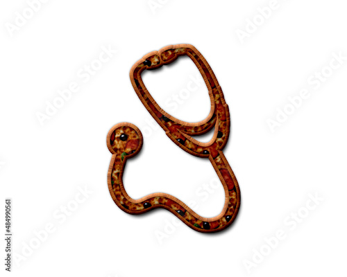 Stethoscope auscultation symbol Pizza icon food logo illustration