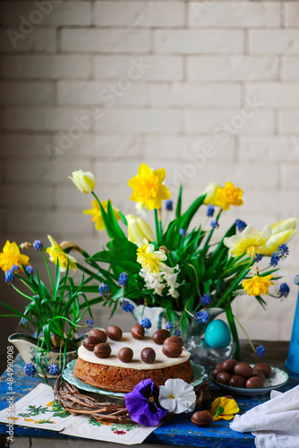 Easter simlel cake.traditional easter pastries.