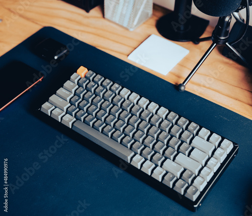 desktop setup with keyboard