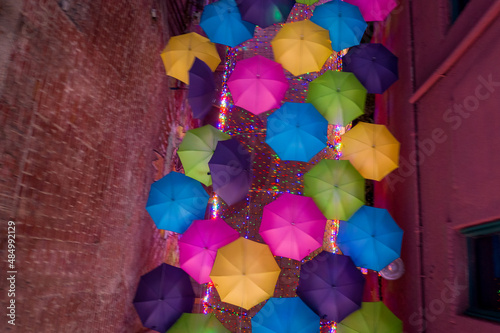City umbrella art display