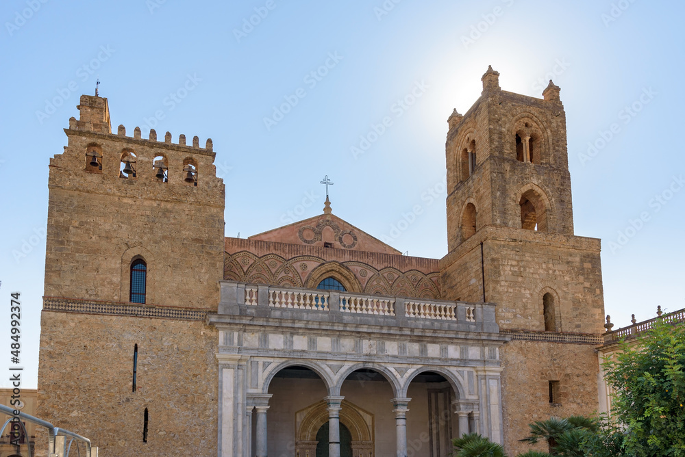 Front facade of the Monreale Cathedral on Sicily