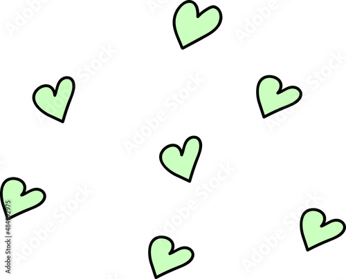 Green pastel hearts