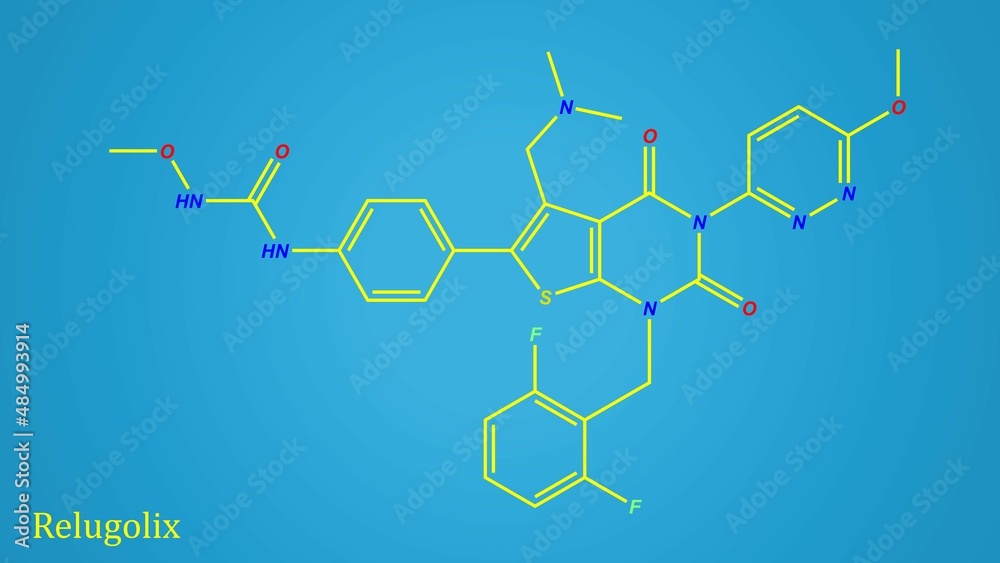 Fototapeta premium Relugolix, is a gonadotropin-releasing hormone antagonist medication which is used in the treatment of prostate cancer and uterine fibroids
