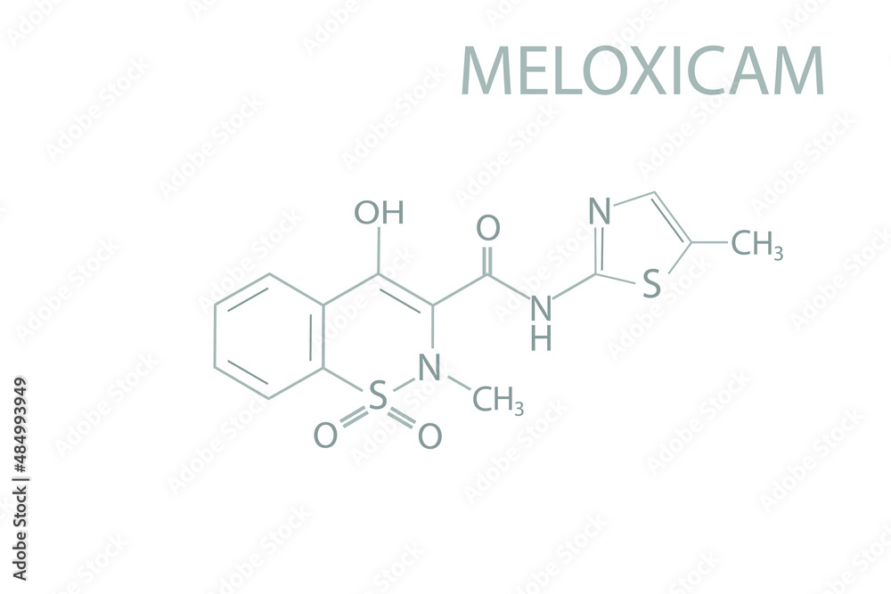Meloxicam molecular skeletal chemical formula.	