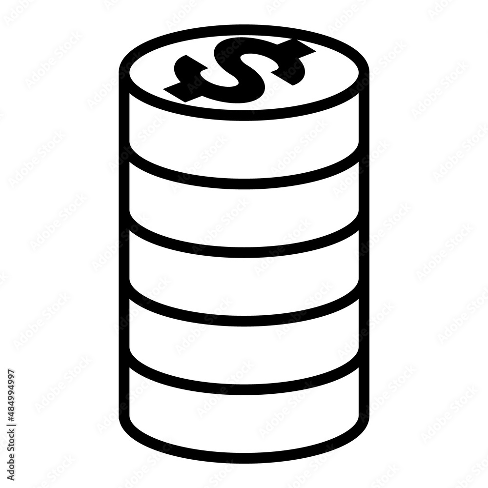 Money Coin Stack Flat Icon Isolated On White Background Money Coin Stack Flat Icon Isolated On White Background