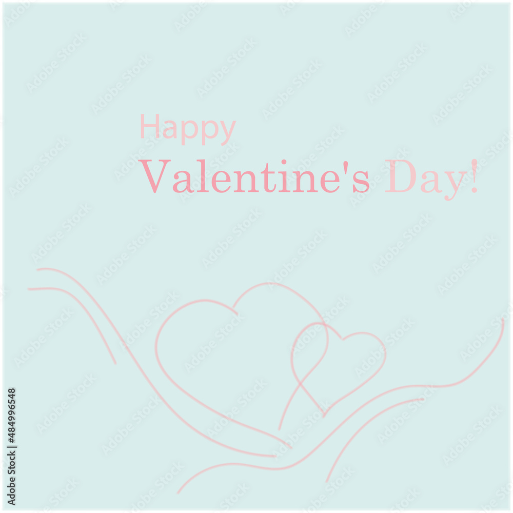 Greeting card for Valentine's Day. Heart on a gentle festive turquoise background.