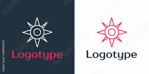 Canvas Print Logotype line Wind rose icon isolated on white background