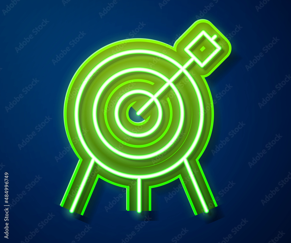 Glowing neon line Target sport icon isolated on blue background. Clean target with numbers for shooting range or shooting. Vector Glowing neon line Target sport icon isolated on blue background. Clean target with numbers for shooting range or shooting. Vector