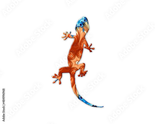 Lizard Gecko reptile symbol Mandala psychedelic icon chromatic logo illustration