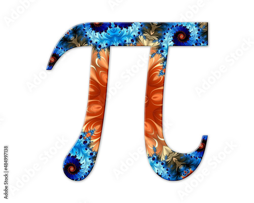 Pi Symbol, Math Ratio symbol Mandala psychedelic icon chromatic logo illustration