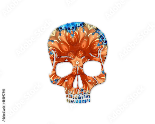 Dead Skull Scary Skeleton symbol Mandala psychedelic icon chromatic logo illustration