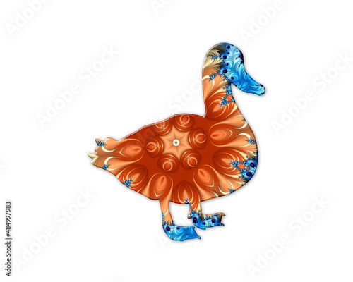 Duck Bird symbol Mandala psychedelic icon chromatic logo illustration
