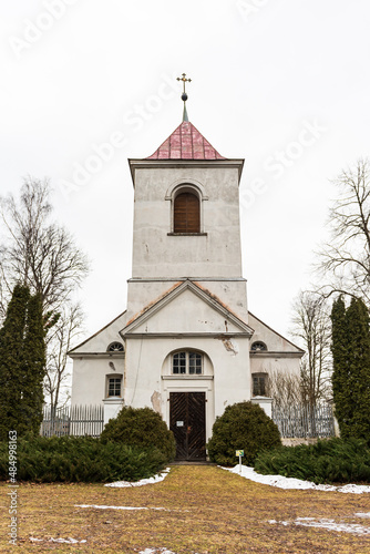 Balgale lutheran church on a winter day, Latvia.