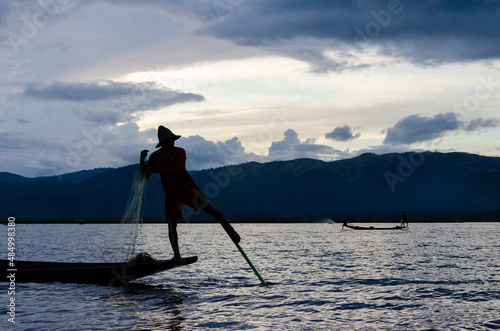 Fisherman at sea in Birma