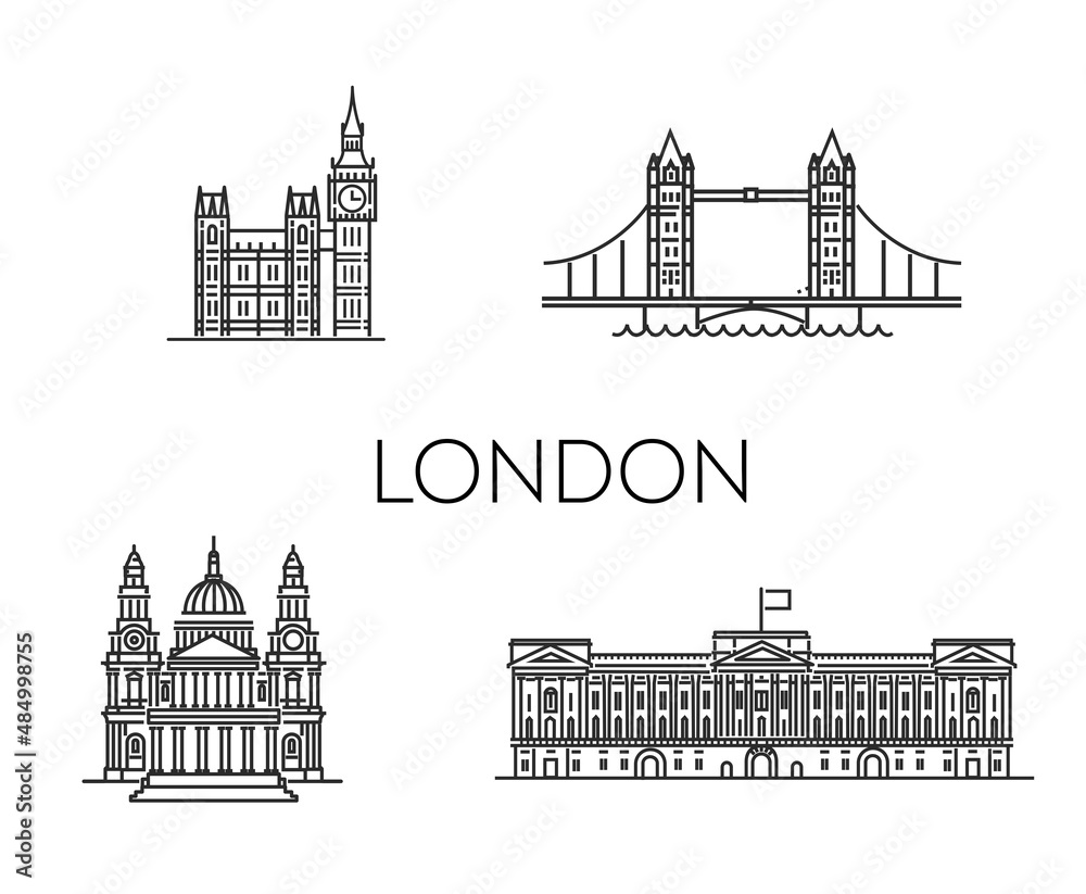 Fototapeta premium London architecture line skyline illustration.