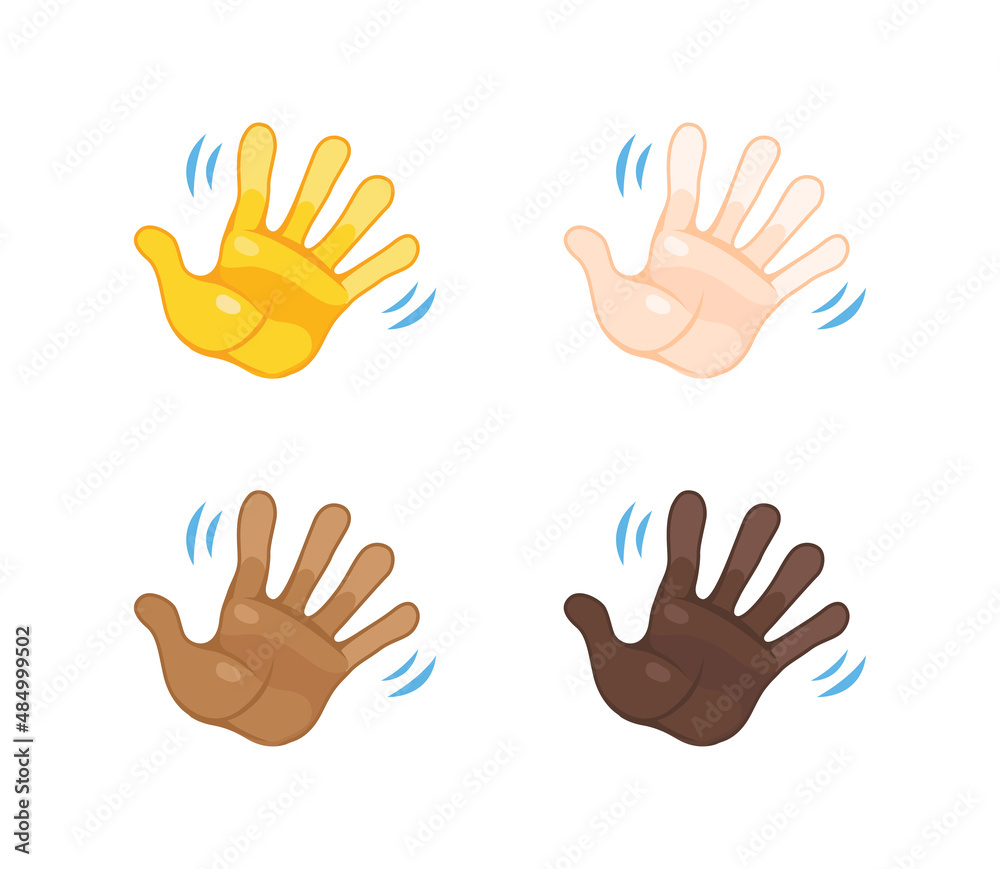 Fototapeta premium Waving hand emoji gesture vector isolated icon set illustration. Waving hand gesture icon set