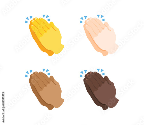 Clapping hands emoji gesture set of various skin tones. Clapping hands emoji