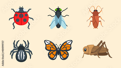 Insect animal vector icon set. Insect emoji set © Stalvalki