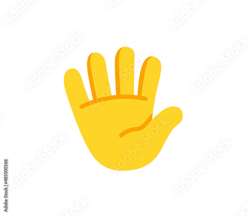 Raised hand with fingers splayed vector flat icon. Isolated raised hand emoji illustration