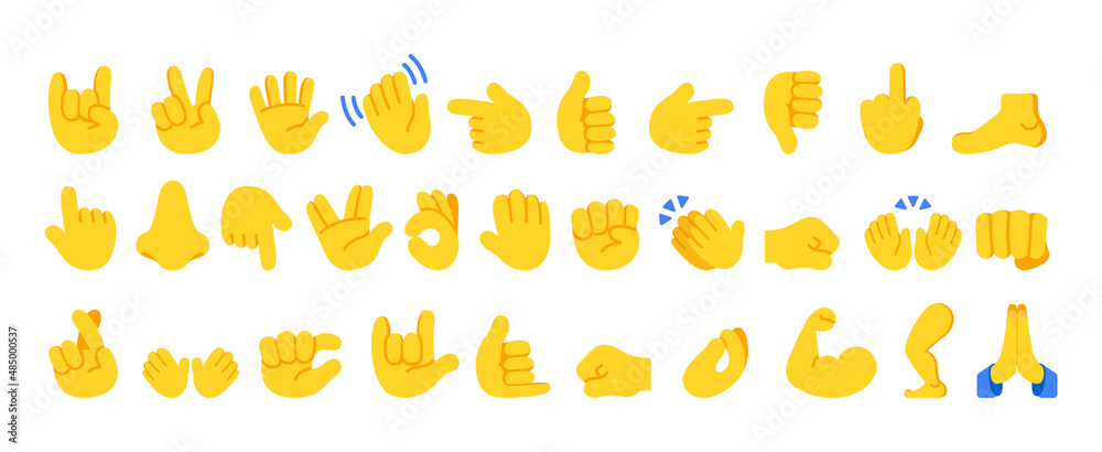 Hand Emoji Icon Set Hands Gestures Hand Emoticons Vector