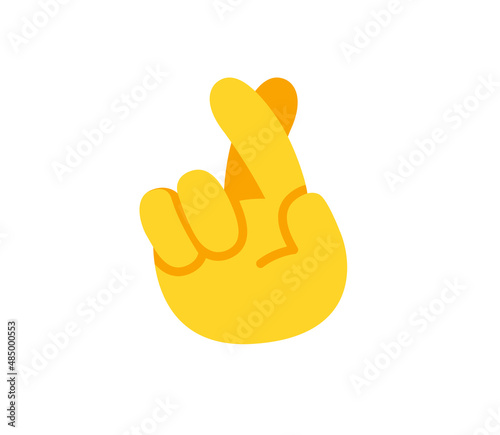 Crossed fingers emoji gesture vector isolated icon illustration. Crossed fingers gesture icon