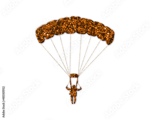 Parachute Skydiving symbol Golden icon Gold Glitters logo illustration