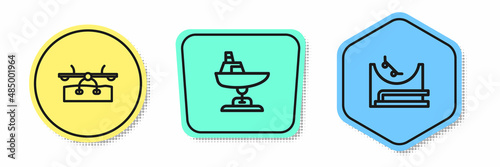 Set line Seesaw, Swing boat and Skate park. Colored shapes. Vector