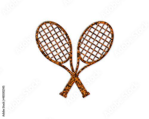 Badminton Tennis Rackets Racquets symbol Golden icon Gold Glitters logo illustration © SunFrot
