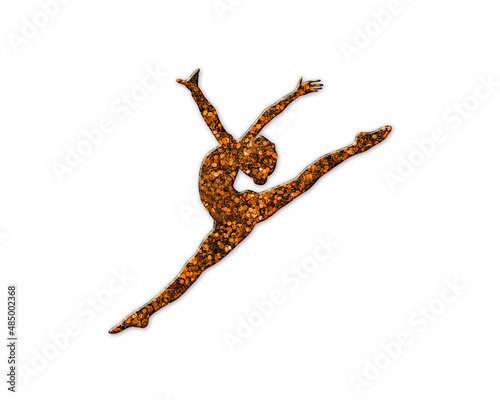 Ballet Female Dance symbol Golden icon Gold Glitters logo illustration
