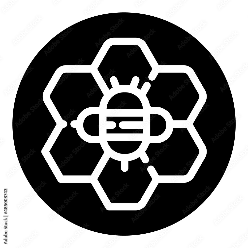 Bee Honeycombs Flat Icon Isolated On White Background Bee Honeycombs Flat Icon Isolated On White Background