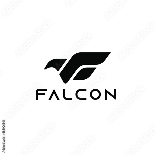 abstract letter F falcon logo. Falcon or eagle silhouette
