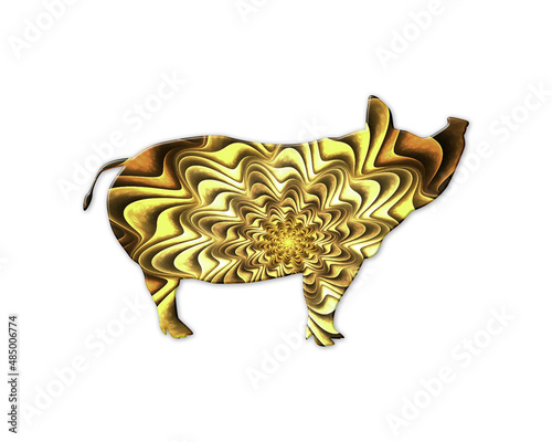 Pig Swine Hog symbol Golden Crispy icon logo illustration