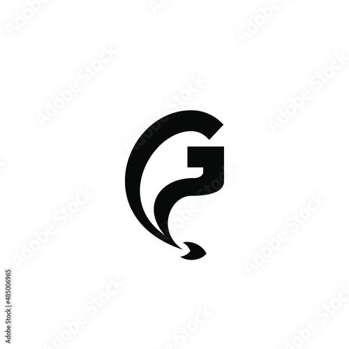 letter G initial logo with launched rocket. Spaceship rocket logo