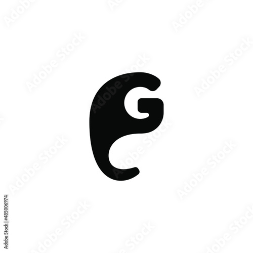 letter G initial logo. Elephant head silhouette logo design