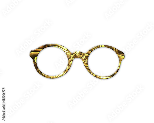 Nerd Eyeglasses symbol Golden Crispy icon logo illustration