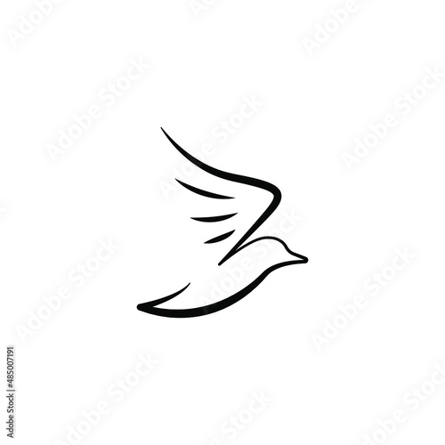 Abstract pigeon or dove logo. Outline dove logo. Pigeon silhouette